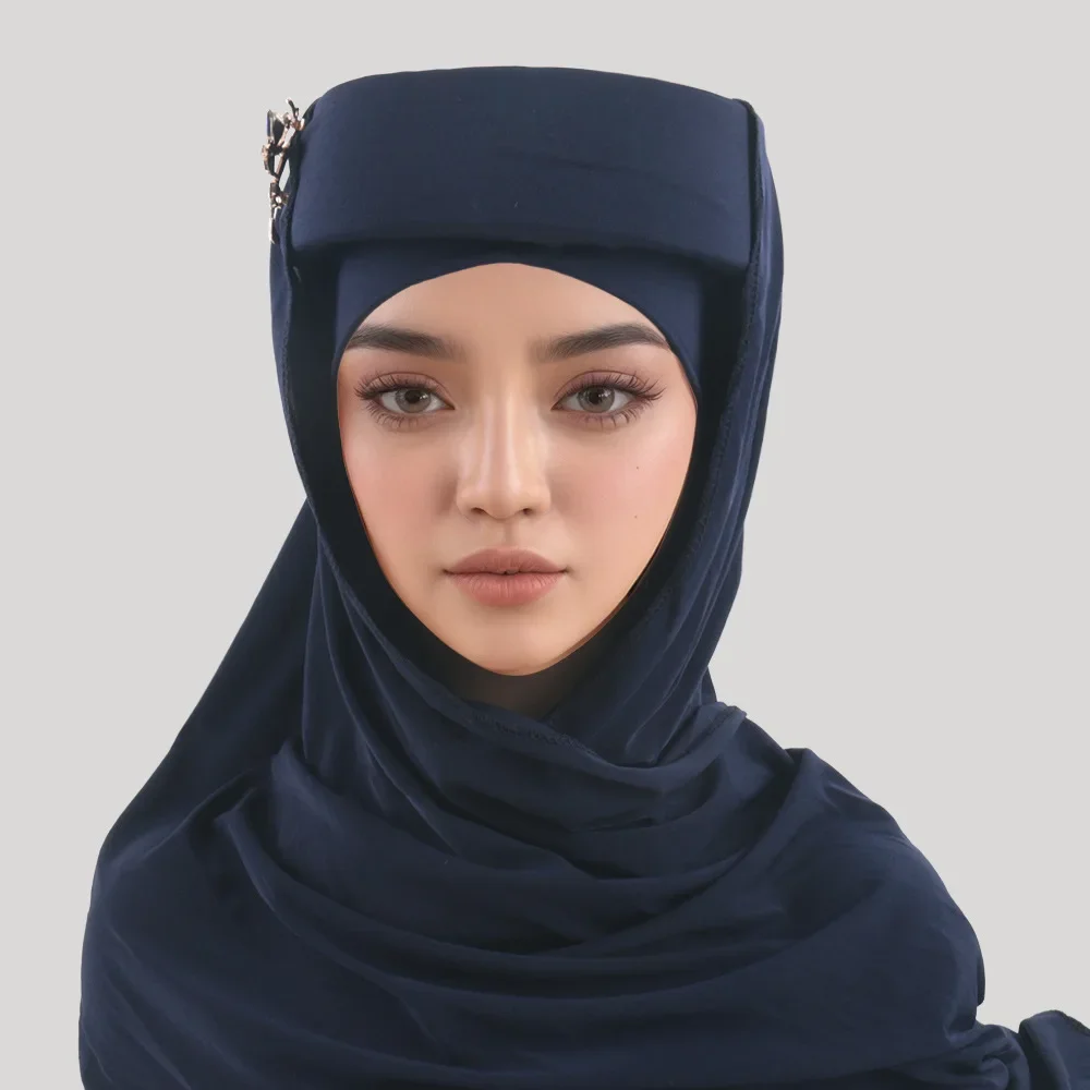 スポンジターバンキャップ、ブローチ付きスカーフ、女性用ムスリムヒジャブ帽子、アフリカオートゲレヘッドタイ、ナイジェリアウェディングパーティーヘッドウェア、ヘッドスカーフ