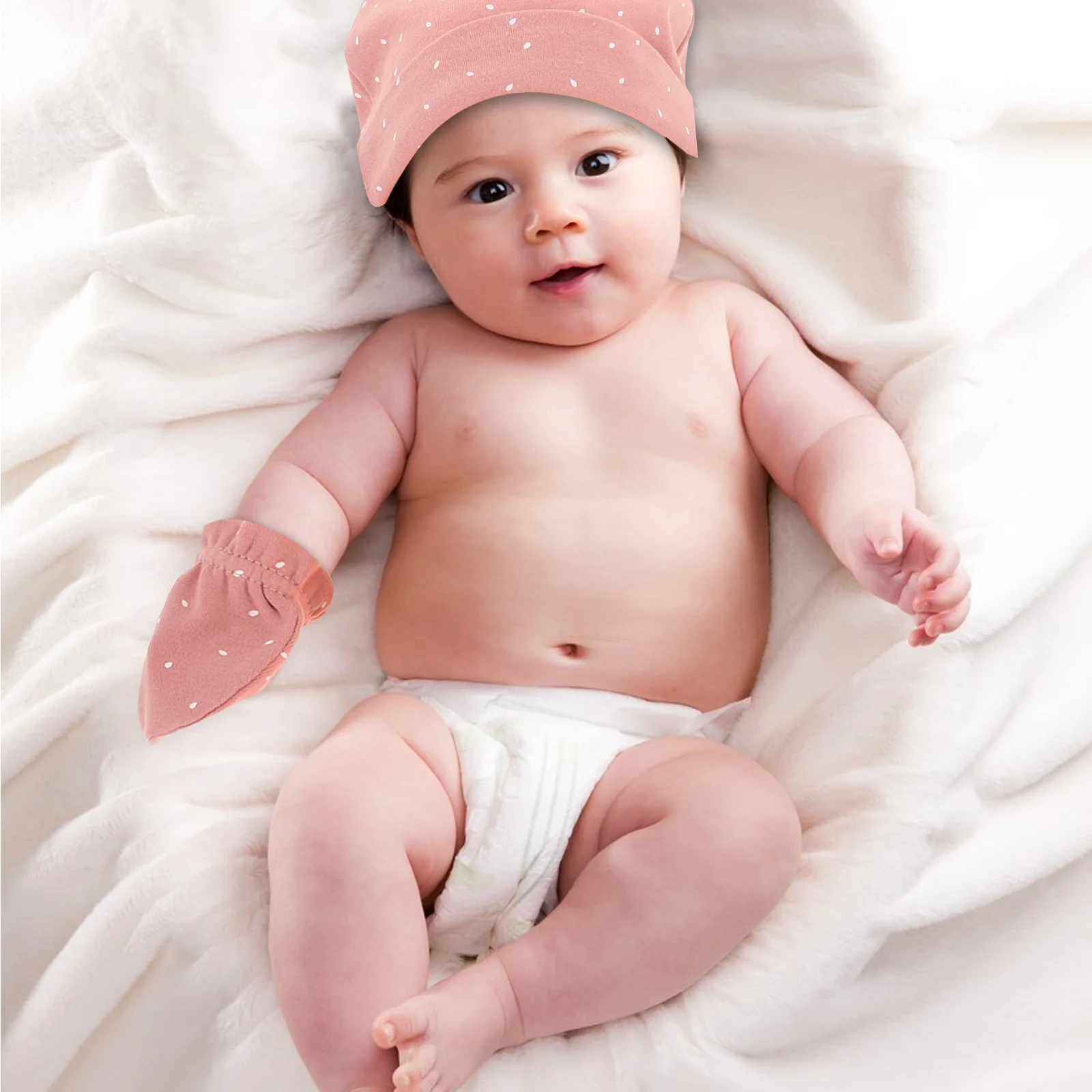 

5 set Newborn Baby Mittens Set Soft Cotton Hospital Hat Socks Gloves Kit For Boys Girls Warm Scratch Protection Beanie Socks