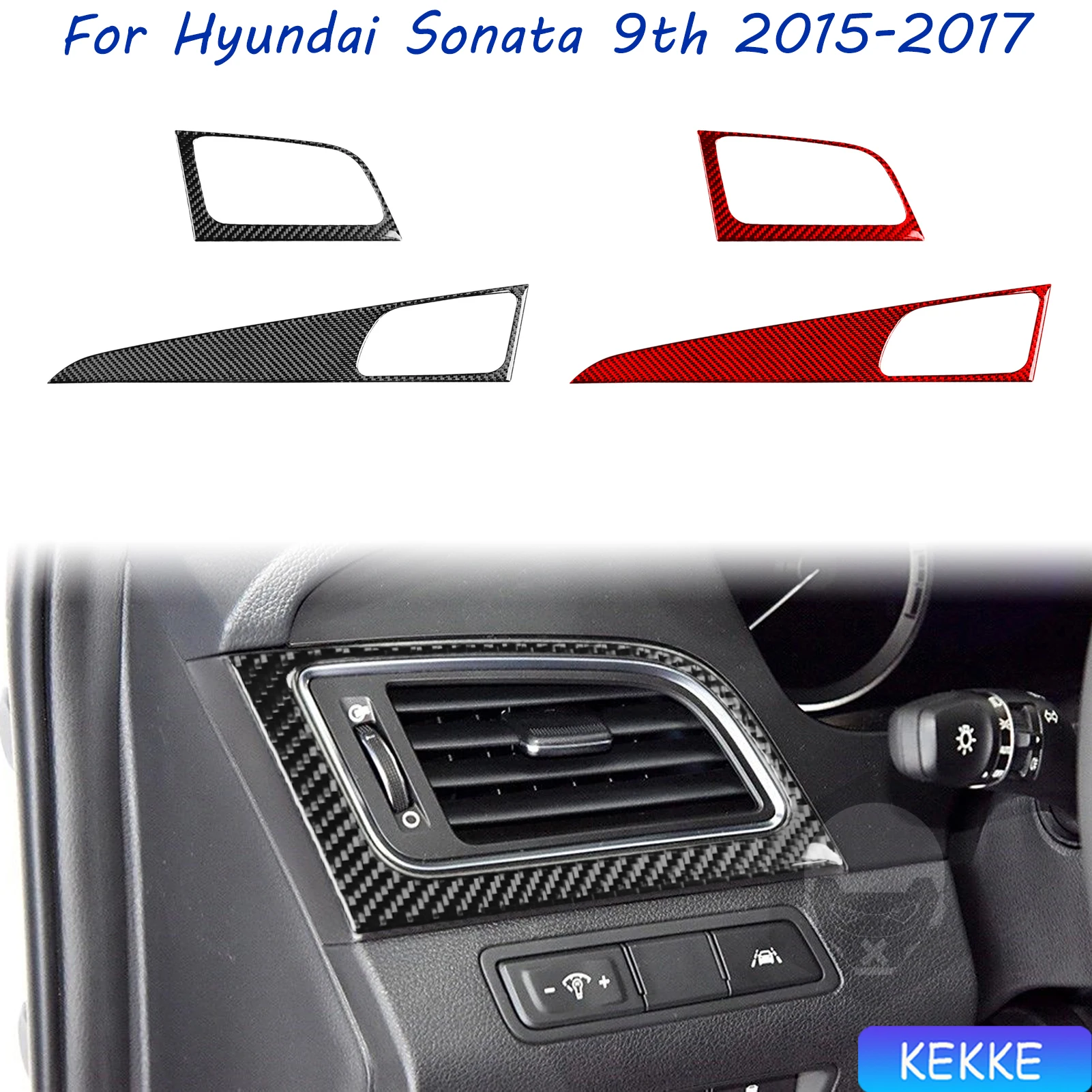 

For Hyundai Sonata 9 2015 2016 2017 Instrument Air Outlet Surround Real Carbon Fiber Sticker Car Interior Accessories