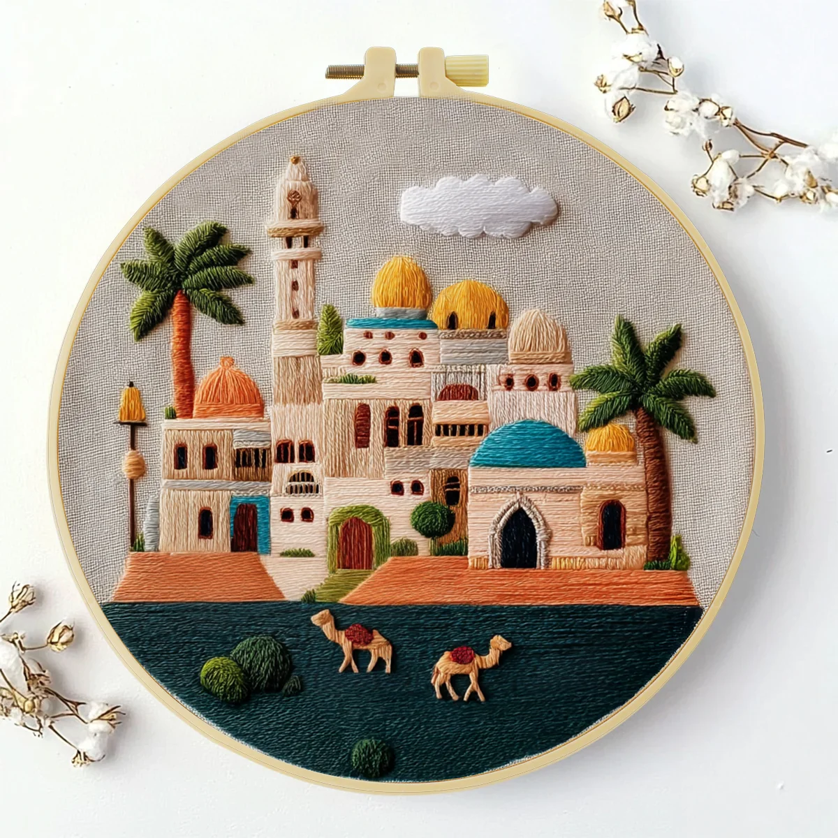 1 Stück 20X20CM/15X15CM 7,87/6,3 Zoll Schloss-Stickerei-Starter-Kit DIY-Kit DIY-Stickerei-Set für Anfänger – Detail 2