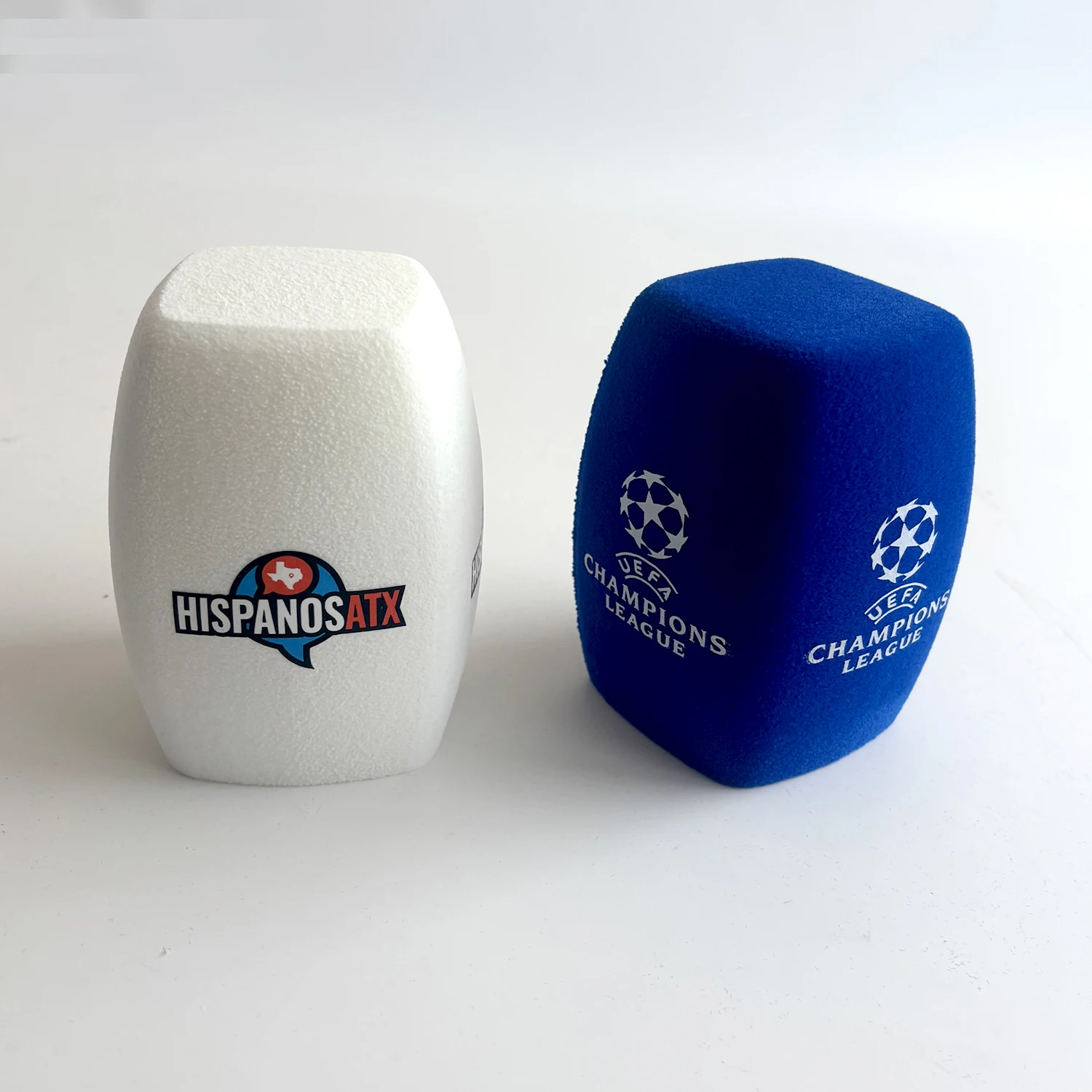 Customized Logo Square Flocking Foam Cap TV Stations Reporter Interview Mic Sponge Windscreen for Handheld Interview Microphones