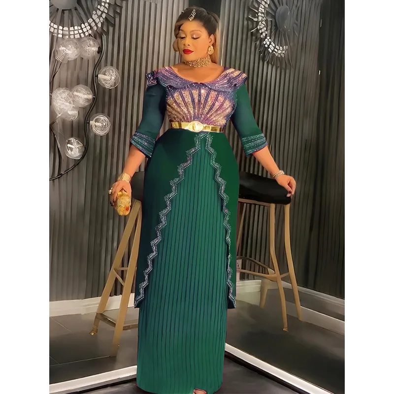 Plus Size African Party Dresses for Women 2026 New Fashion Dashiki Ankara Wedding Evening Gown Elegant Turkey Muslim Maxi Dress