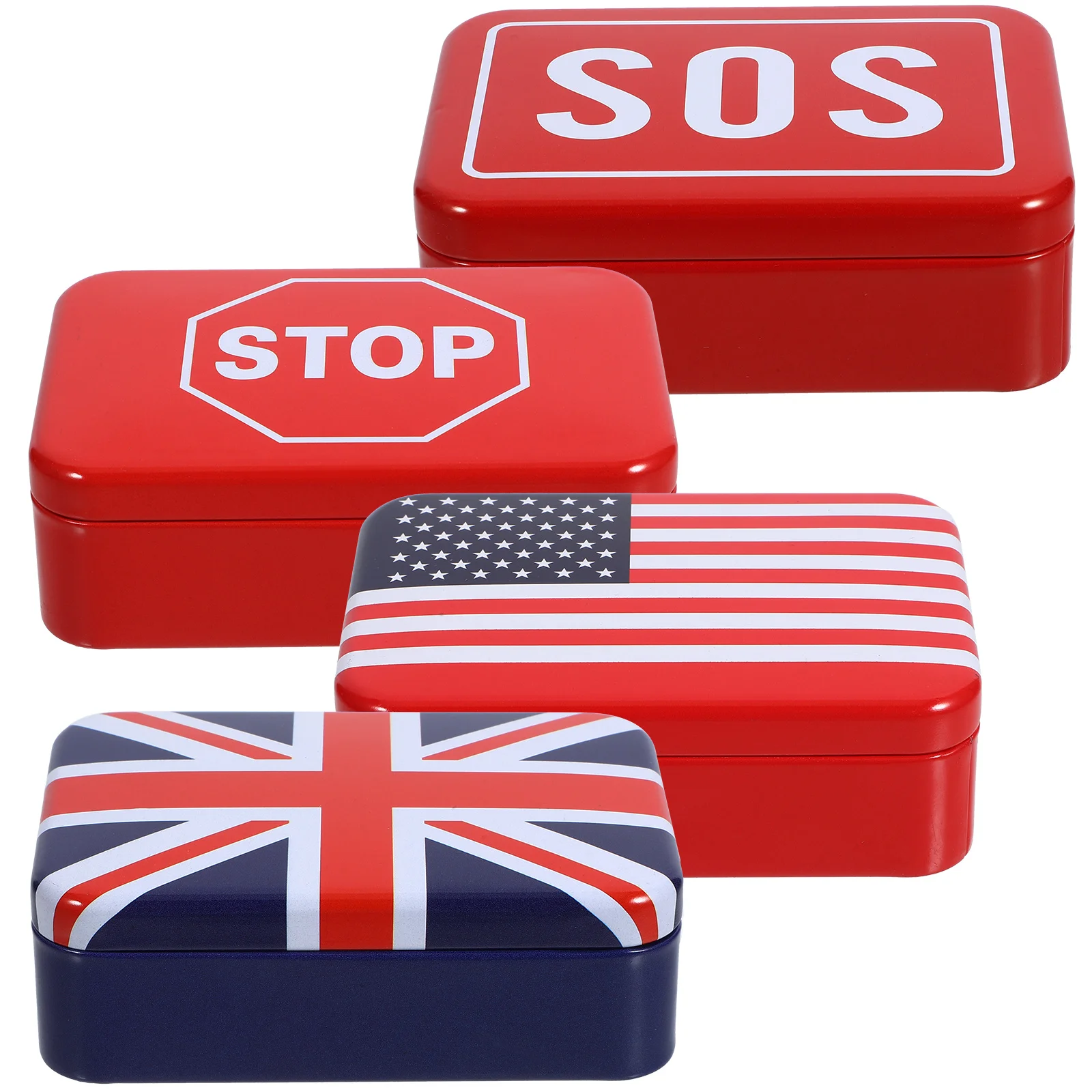 

4Pcs Metal Cookie Jar Candy Storage Box with Lid Reusable Tin Container for Biscuits Sweets Gift Packing Lightweight Portable