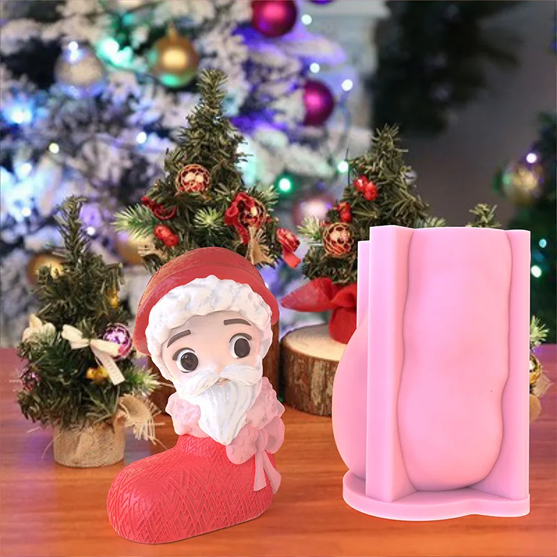 New Santa Claus Candle MouldDIYChristmasdiyDiffuse Gypsum Handmade Soap Ice Block Abrasive Tool in Stock