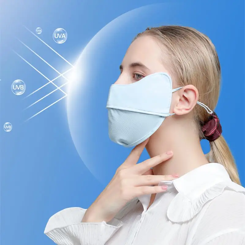 Reusable Summer UV Protection Cycling Mask Female Full Face Anti Ultraviolet Masks Three-dimensional Small Face Ice Silk Mask