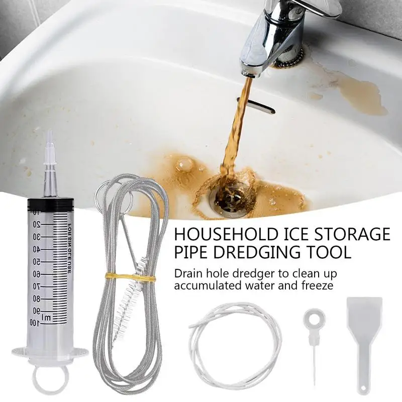 Fridge Drain Hole Plunger Reusable Drain Outlet Dredging Kit for Refrigerator Clog Plumbing Household Clog Removal and Cleaning