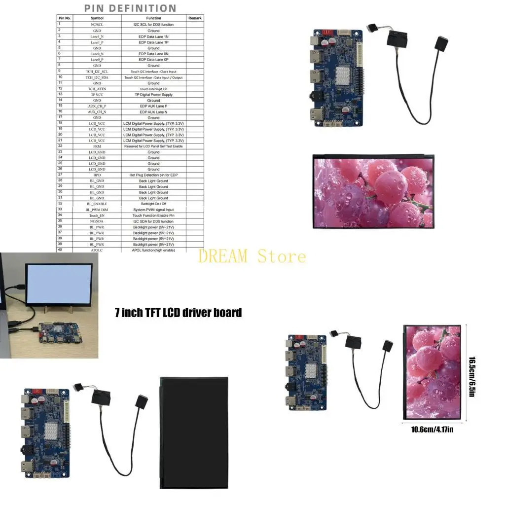 7inch TFT LCD Screen Full Color 1920x1080 FL5893 LCD Display Module Low Power Consumption Driver Board for Electronics best sale