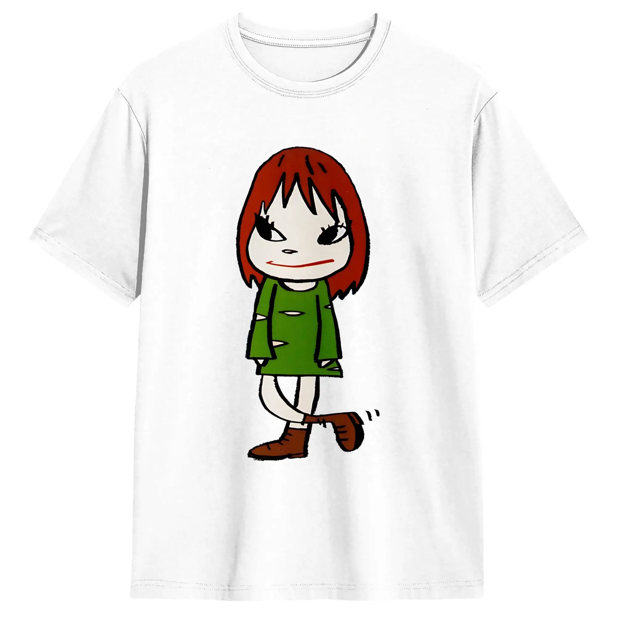 Yoshitomo Nara T-Shirt Summer Walking Girl Painting    Cotton T Shirts For Couple Design Tshirt Short-Sleeved Y2K Funny Top Tees
