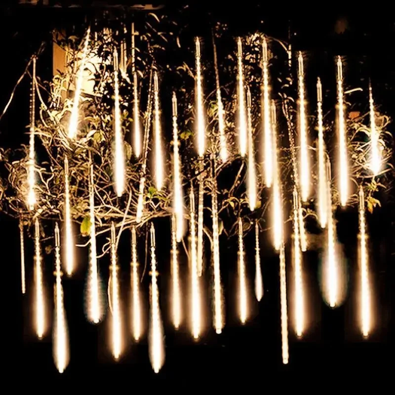 LED Meteor Shower Lights 32/24/16/8 Tubes Falling Raindrop Fairy String Light for Christmas Holiday Party Patio Decor New Year