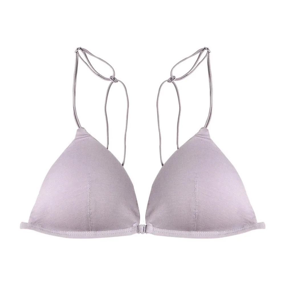 

Romantic Triangle Bras for Women Beauty Back Thin Strape Wireless Bra Solid Color Push-up French Style Bra Summer