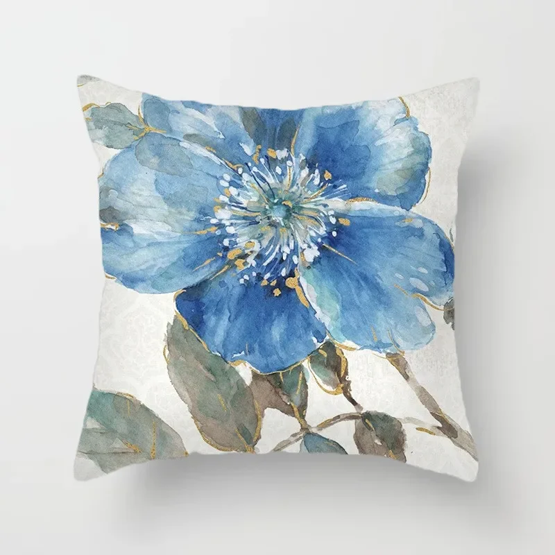 45x45cm Art Oil Painting Floral Pillow Cover Ginkgo Leaf Print Cushion  Sofa Office Seat   Home Decor