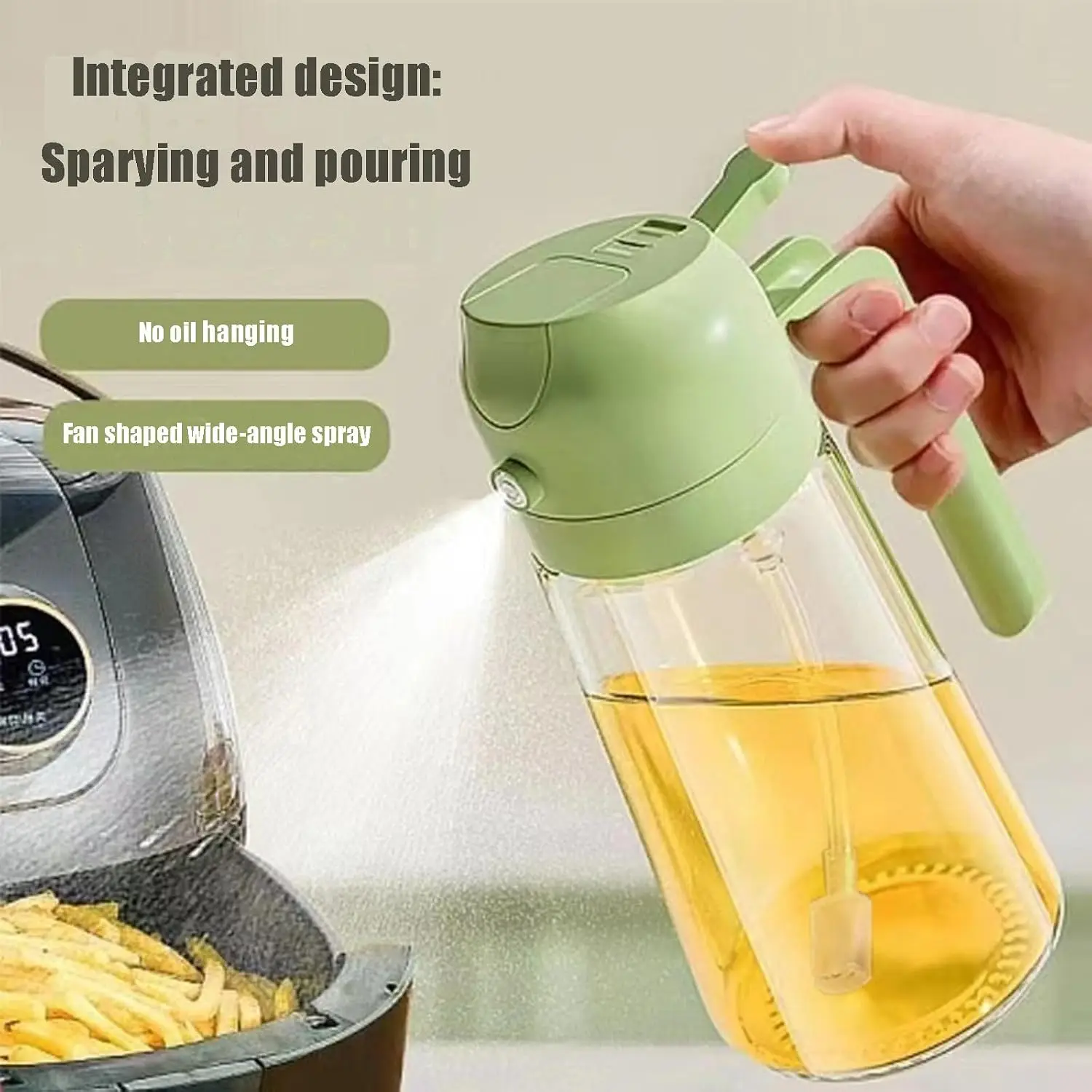 2 flaconi da 470 ml con spruzzatore d’olio 2 in 1