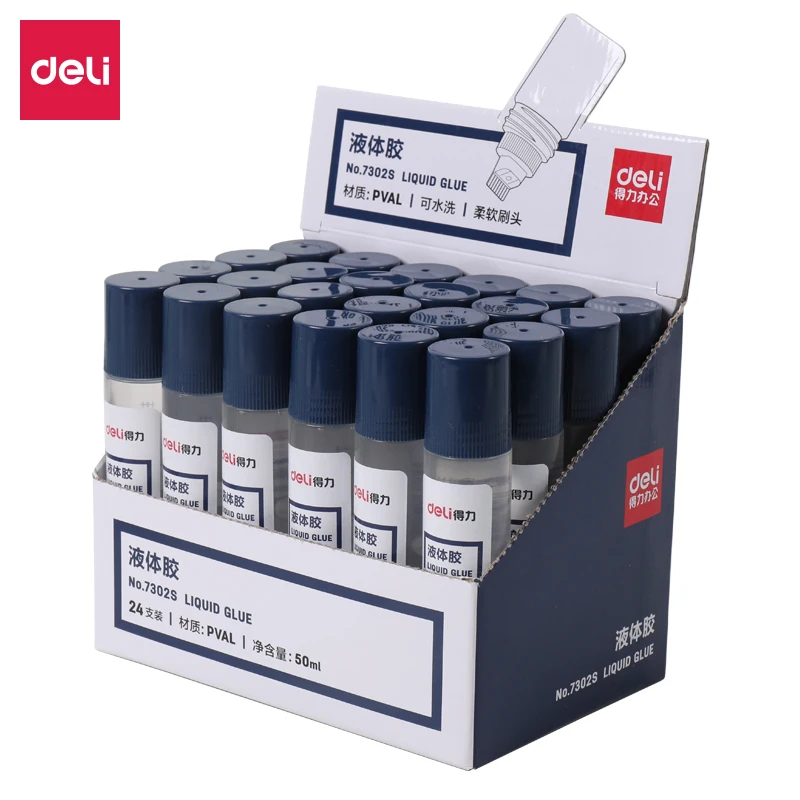 3PcsDeli 7302  PVAL Liquid Glue 50ML School Student Supplies Stationery