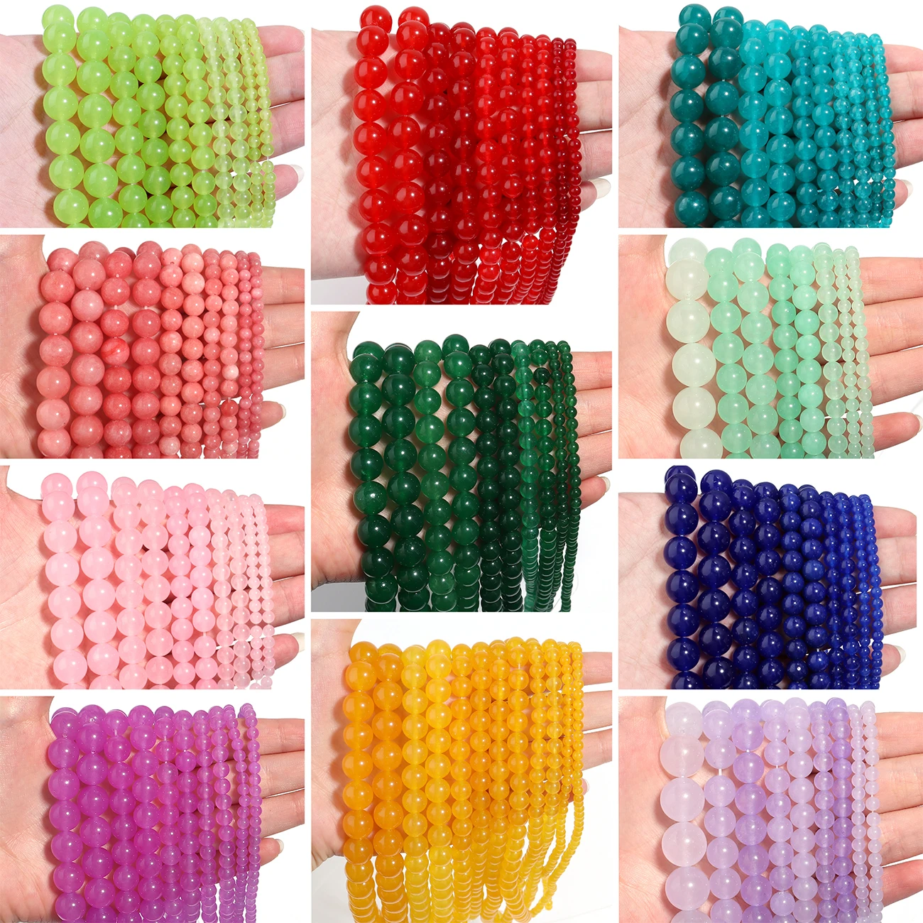 Natural Chalcedony Stone Beads Multicolor Loose Spacer Jades Stone Bead for DIY Bracelet Necklace Jewelry Making Accessories