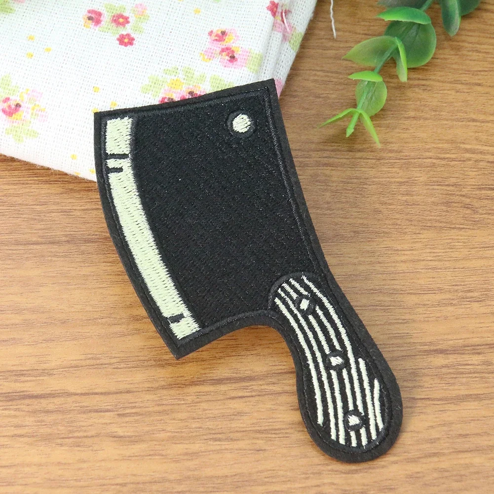 5PC Cartoon Stereoscopic Fruit Cutter Kitchen Knife Kitchenware Embroidery Iron Patch for Clothes Sewing Applique Embellishment