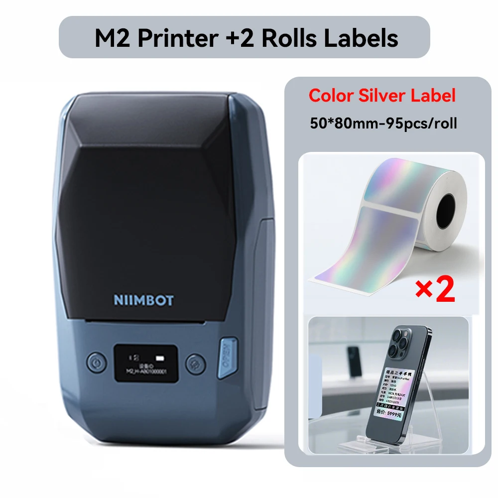 Niimbot M2 Thermische Transfer Labelprinter 300 DPI High Definition Draadloos 20-50 mm Printbreedte Label Maker Ondersteuning Telefoon/PC