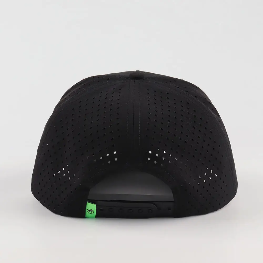High-Quality Men's 5-Panel Snapback Golf Cap Waterproof Performance Sports Baseball Cap with Custom PVC Logo Laser-Cut Rope Deta view 4