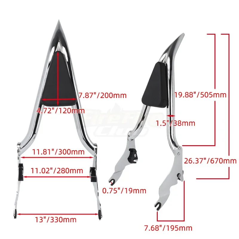 Motorcycle Detachable Passenger Rear Backrest Sissy Bar Chrome For Harley Touring Road King Electra Glide Ultra Limited 09-22