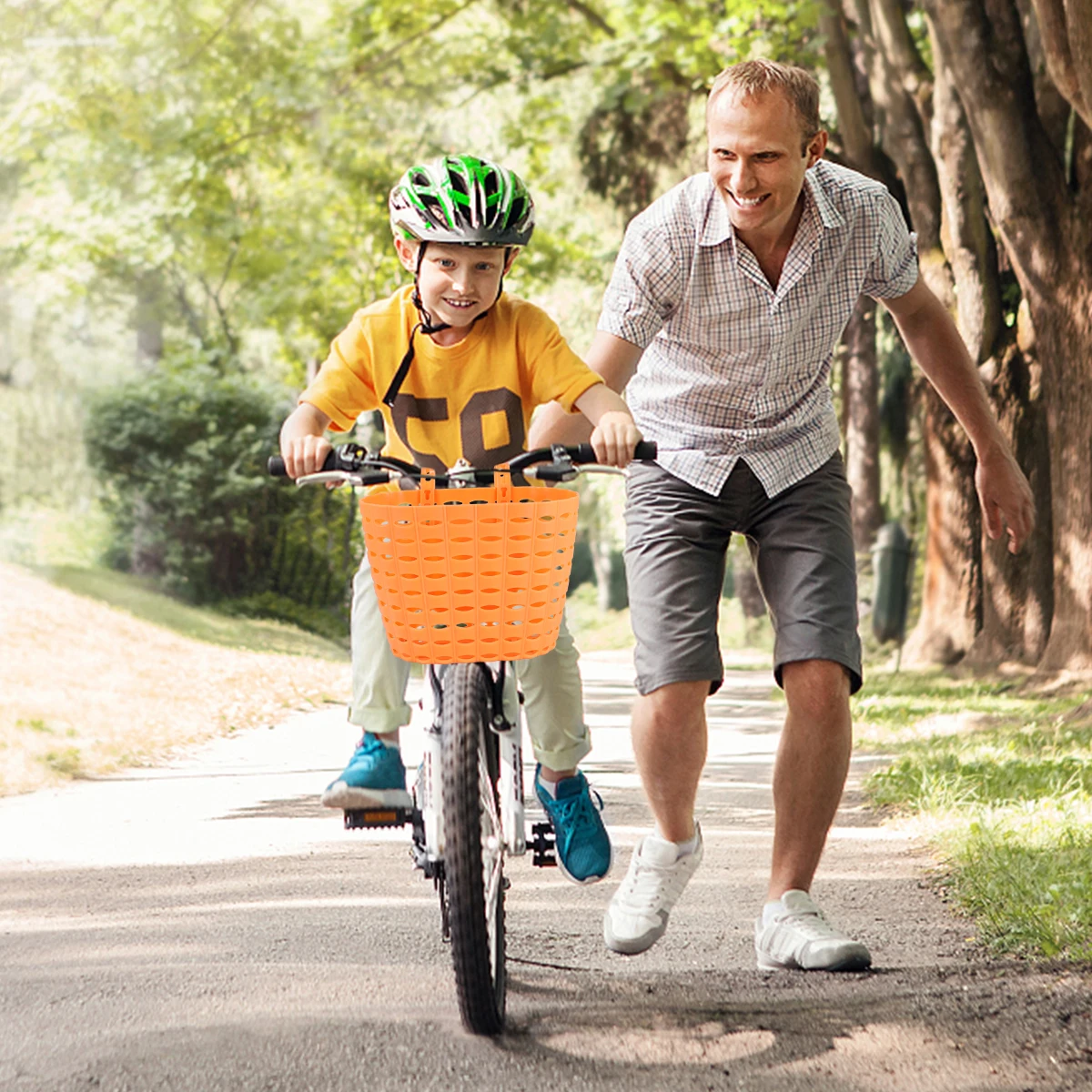 

Plastic Bike Basket for Kids Blue Lightweight Durable Water Resistant Easy Install Front Handlebars Cycling Accessories Storage