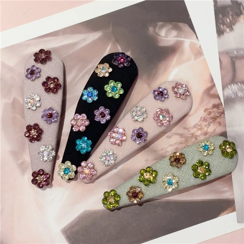 Korean New Fashion High-end Rhinestone Flower Snap Hair Clips Hair Accessories