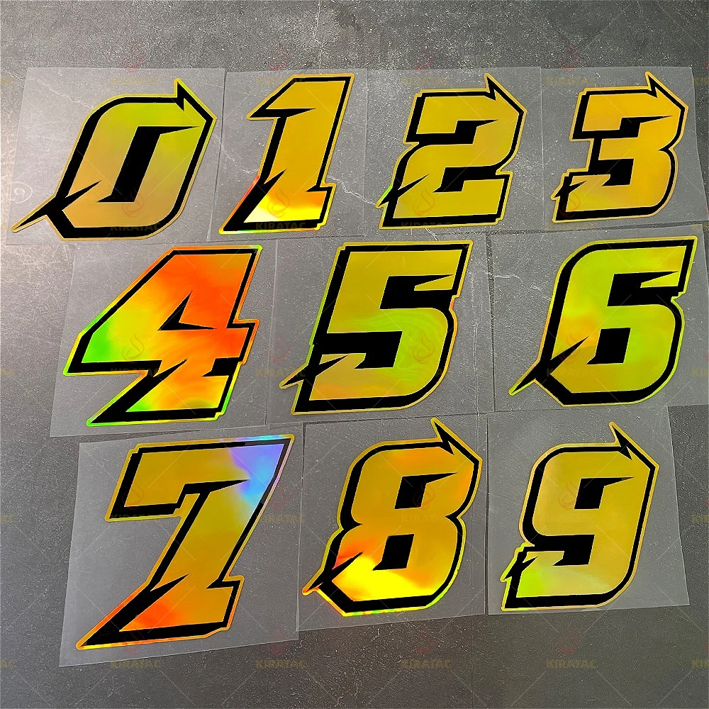 1 قطعة رقم الذهب دراجة نارية ملصق مقاوم للماء ل خوذة دراجة نارية الزجاج الأمامي خزان الوقود سيارة جذع سكوتر العالمي ملصق حائط من الفينيل #2