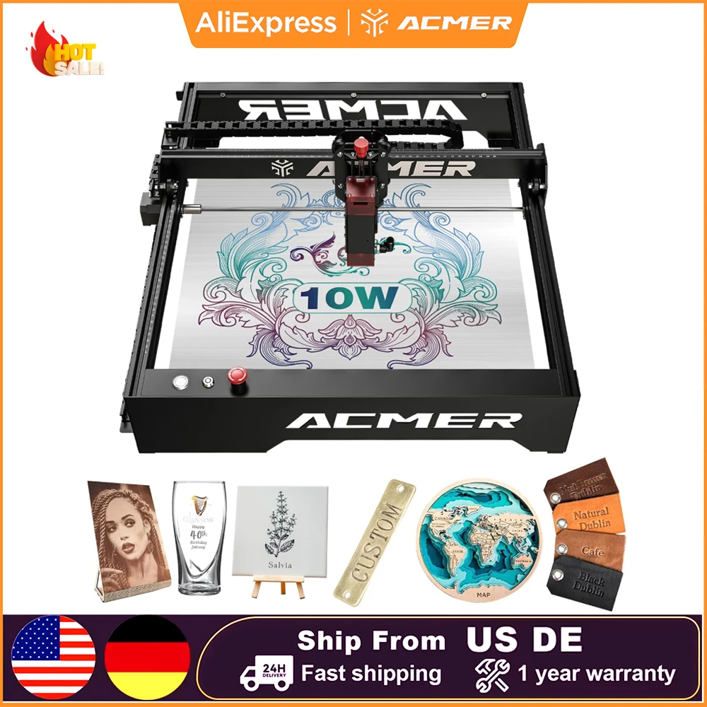 

ACMER P1 10W Powerful Laser Engraver Machine With Wifi Control Laser Engraving Cutting Machine for Wood and Metal 400X410mm Size