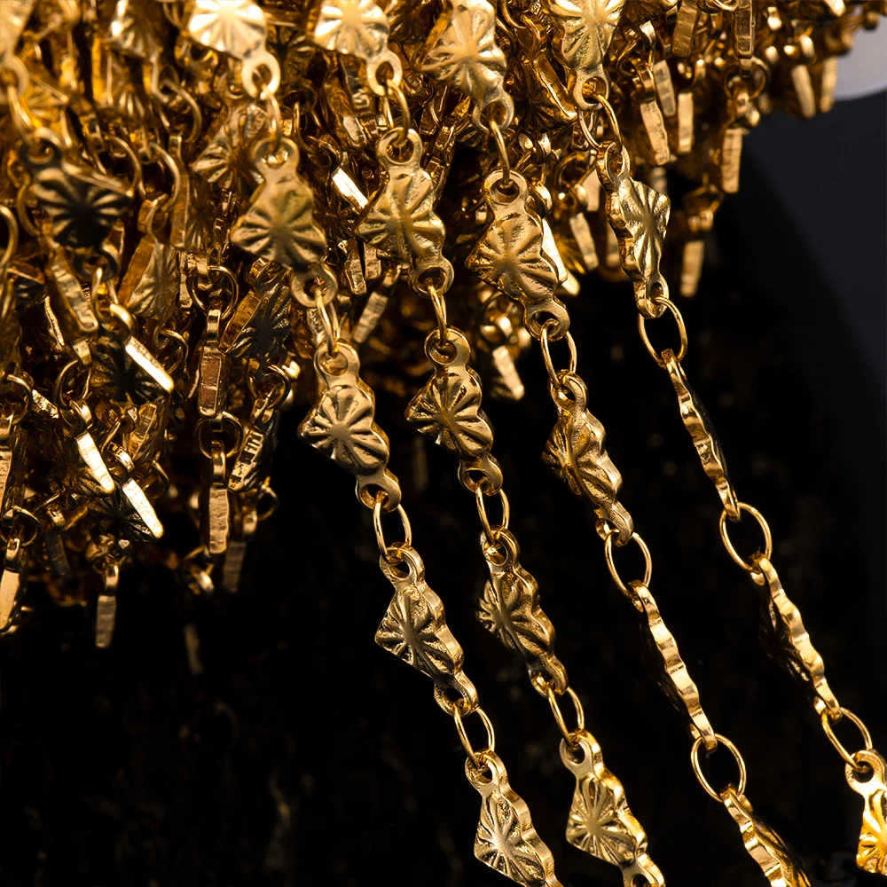 

1Meter Stainless Steel Striped Hearts Necklace Chain Geometry Shape Link Chains DIY Bracelet Accessories Jewelry Making Supplies