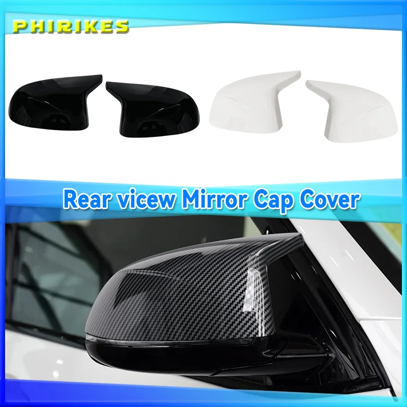 For BMW F25 X3 F26 X4 F15 X5 F16 X6 2014 2015-2018 Auto Car Rear View Side Mirror Cover Trim Glossy Black Carbon Fiber Style