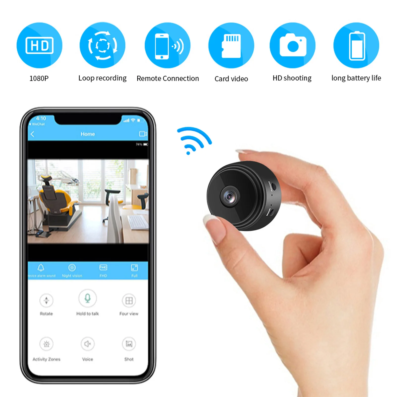 HD Camera Wireless WIFI Indoor Smart Home Security 1080p DV Camera Wireless Mini Camcorder With Adjustable Stand Charging Cable