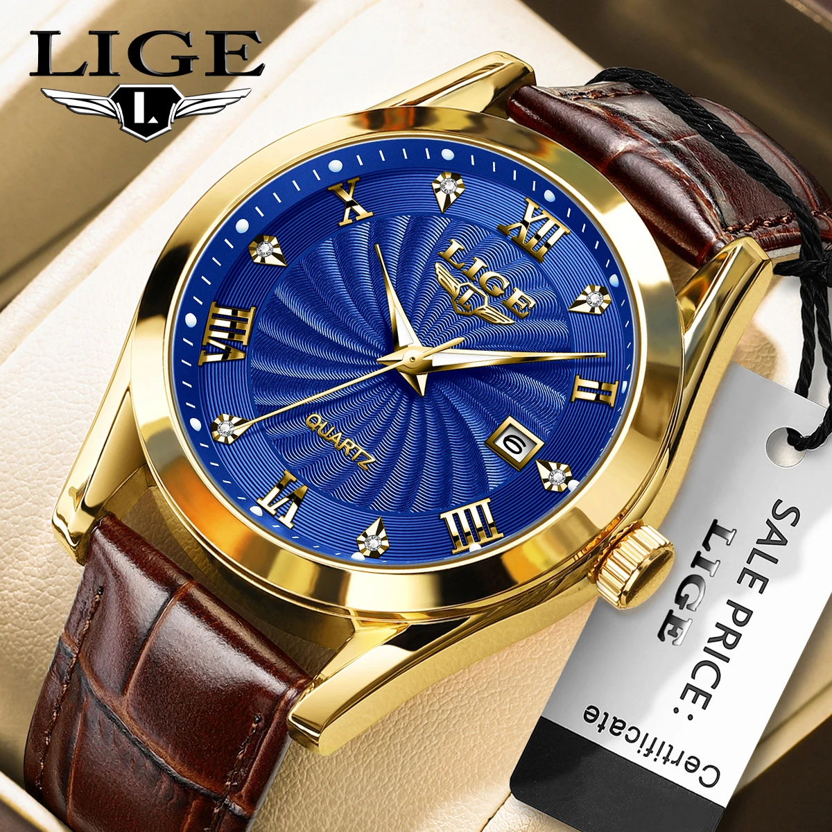 

LIGE New Watches Men's Automatic Belt Waterproof Luminous Calendar Watch Fashion Quartz Watch Wrist Watches for Men Clock reloj