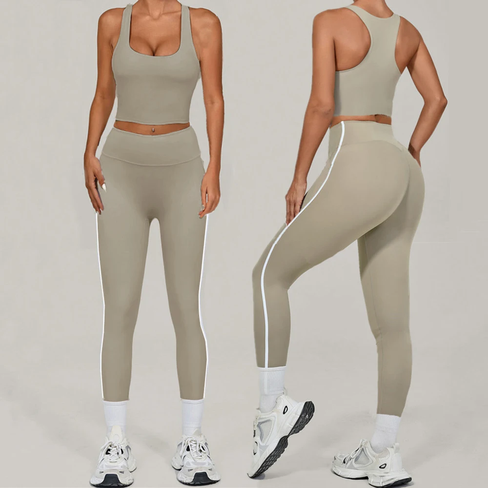 

2PCS Pad Women Exercise Suit Gym Yoga Set Fitness Running Sportswear Athletic Workout Clothes Active Wear XP130
