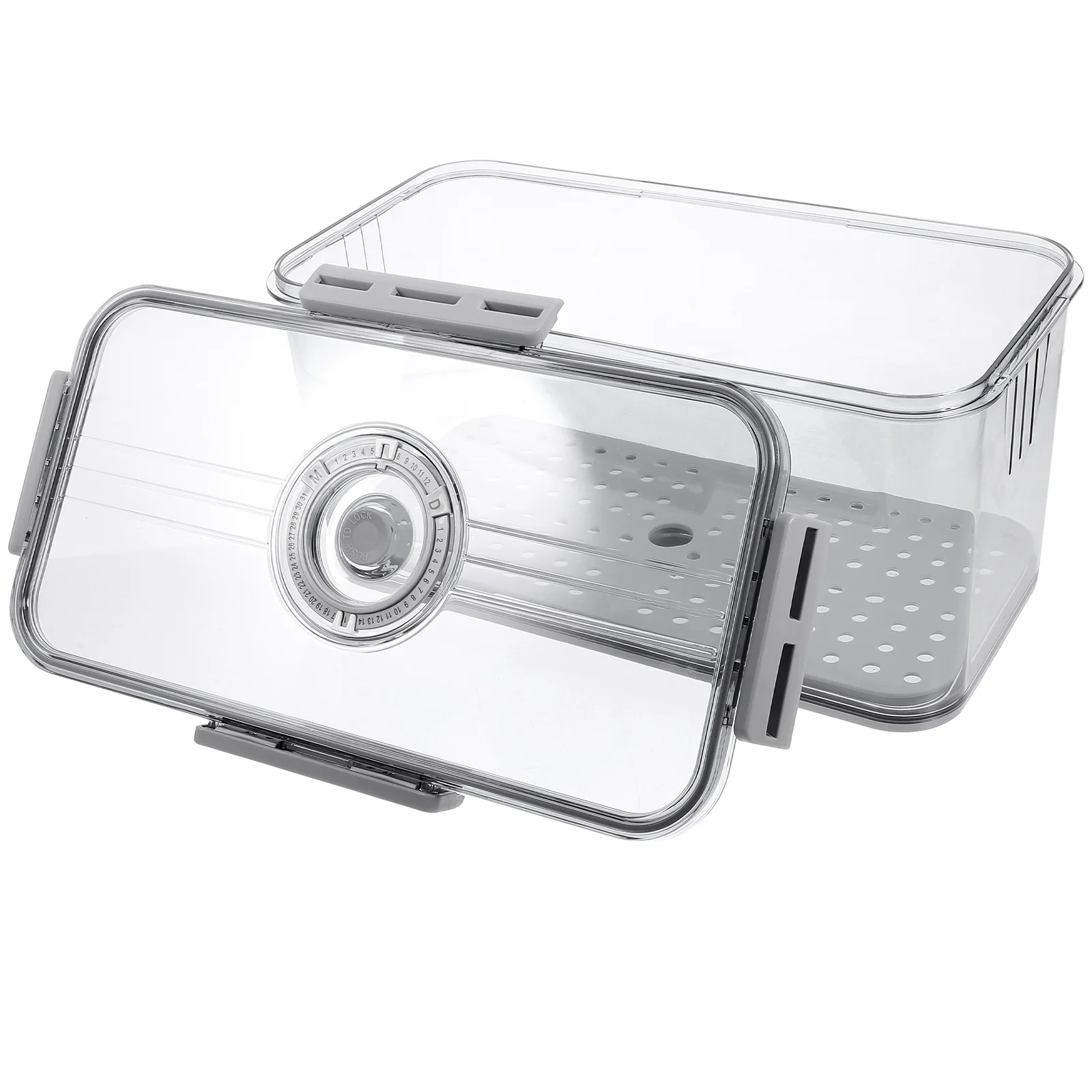 

Timing Recording Bread Box Airtight Fresh-Keeping Container Sealed Kitchen Fridge Food Storage Box Fruit Vegetable