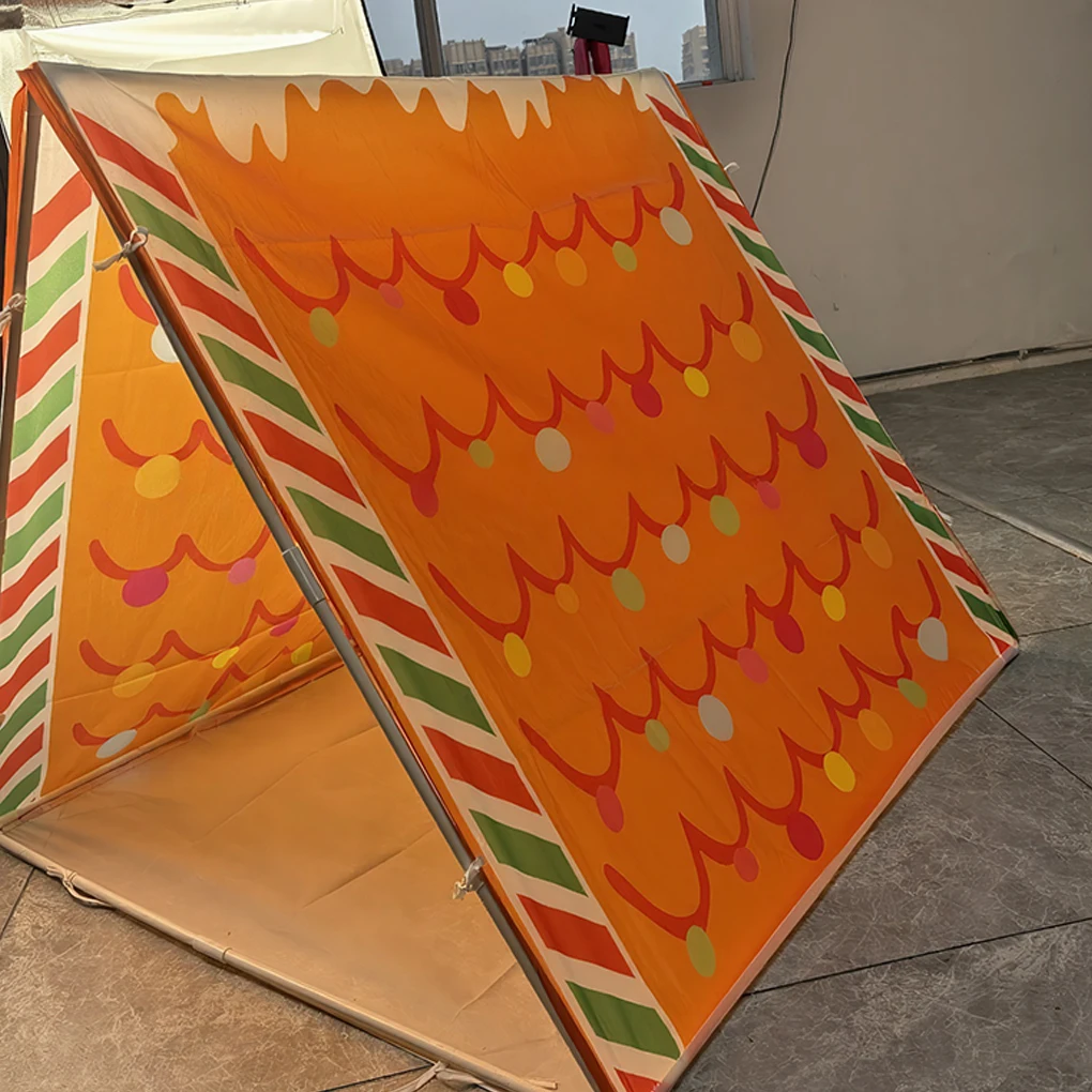 Bright Orange Toddler Toy Houses Multifunctional Christmas Tentage For Home Activities Reusable Gingerbread House Tents