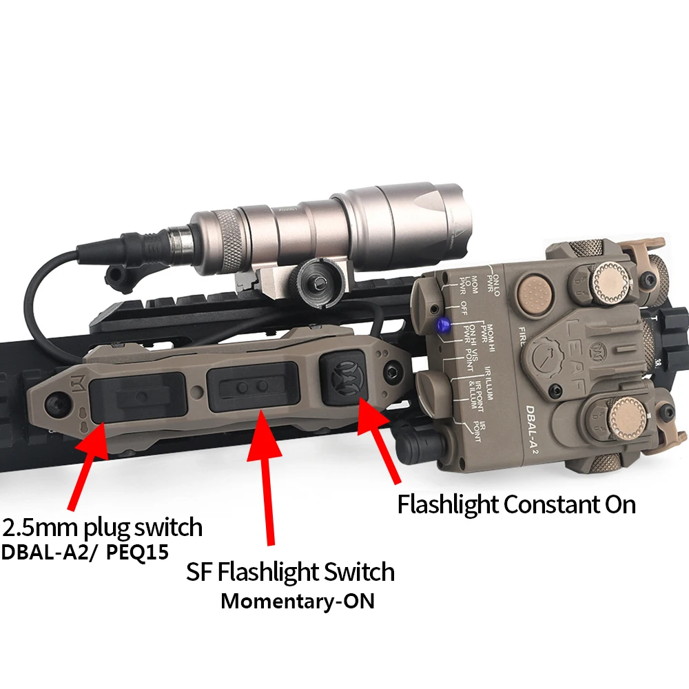 WADSN Airsoft New Tactical Pressure Switch Button Remote Dual FunctionTail Switchs For DBAL A2 PEQ-15 PEQ16 M600 M300 flashlight