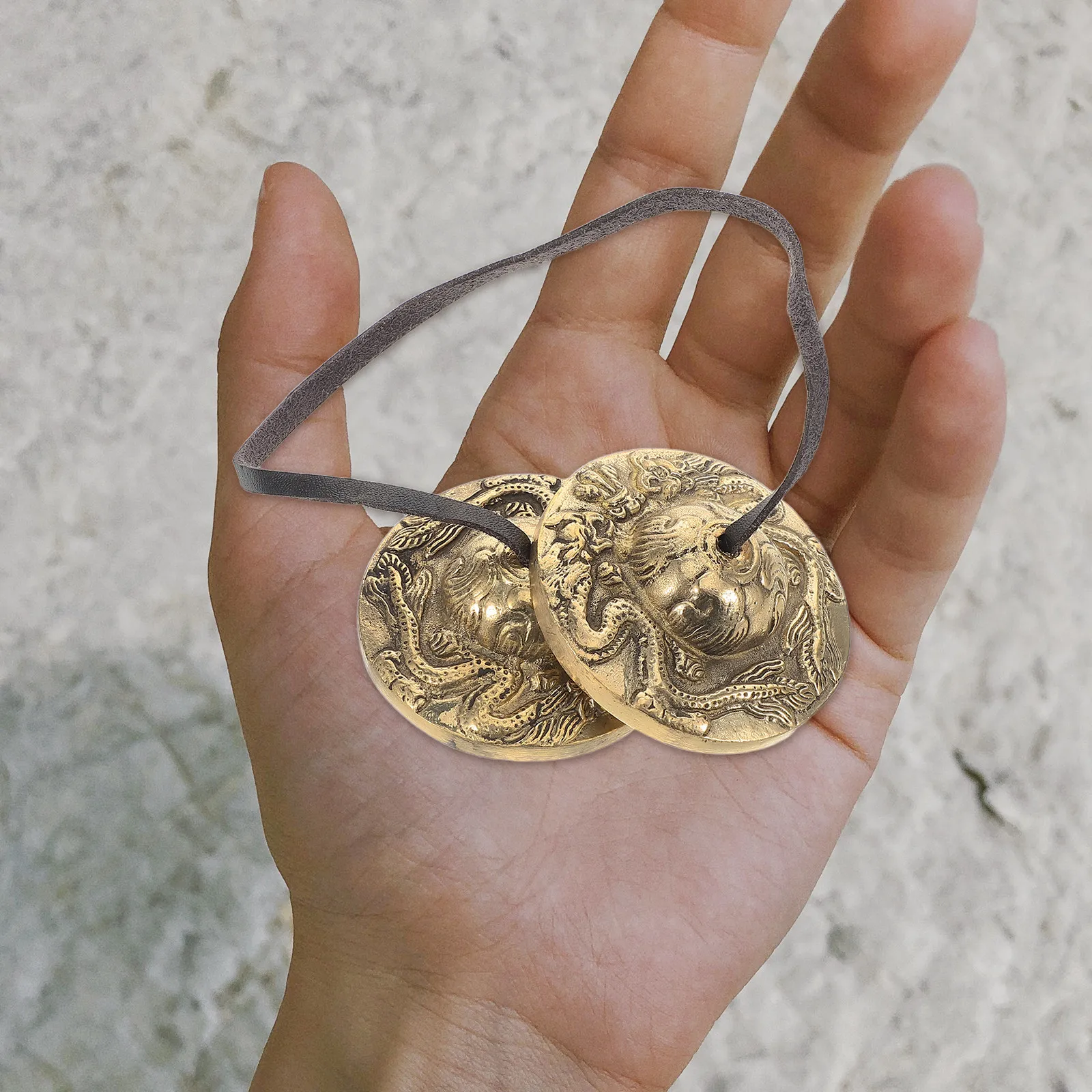 Cymbales tibétaines Tingsha en cuivre népalais authentique pour la méditation, le yoga, la pleine conscience et le Feng Shui