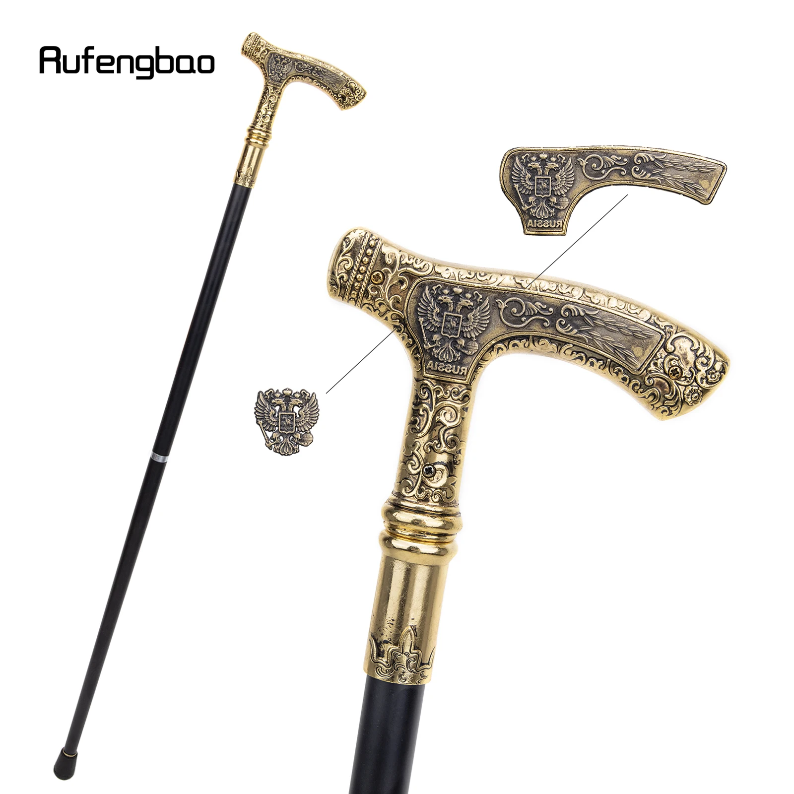 

Russia Double Headed Eagle Luxury Pattern Walking Stick Party Fashion Elegant Decorative Cospaly Cane Knob Crosier 90cm