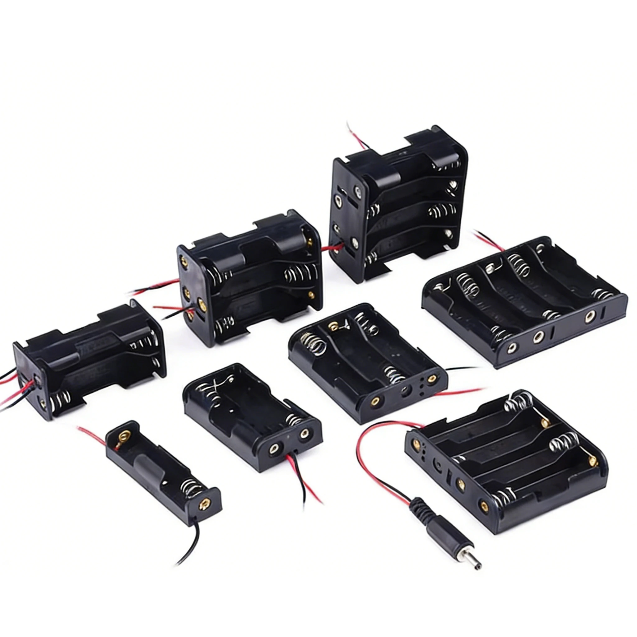 5pcs AA/5 Battery Box 1/2/3/4/5/6/8 Sections With Switch / Cover / Pin / DC Plug DIY Battery Cell Battery Compartment