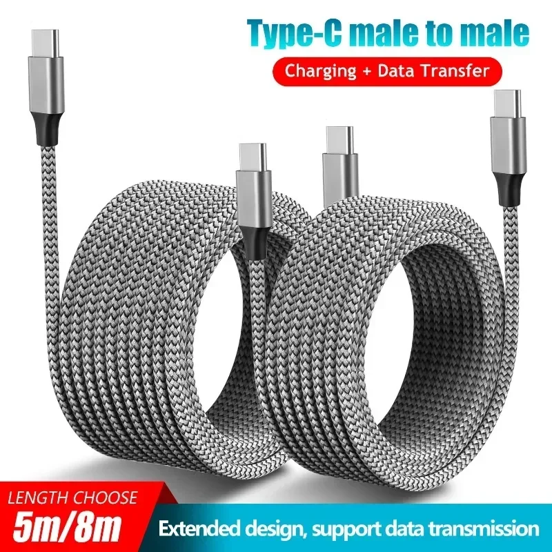 

5m/8m Long Type c Cable Fast Charging USB c cable Data Transmission Charging Cord For Samsung S21 S20 Huawei P30 P40 Mate Xiaomi