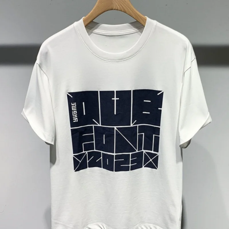 

2025 Unisex Short - Sleeve Cotton T - Shirt, Unique Geometric Text Graphic Print, Trendy Street Style