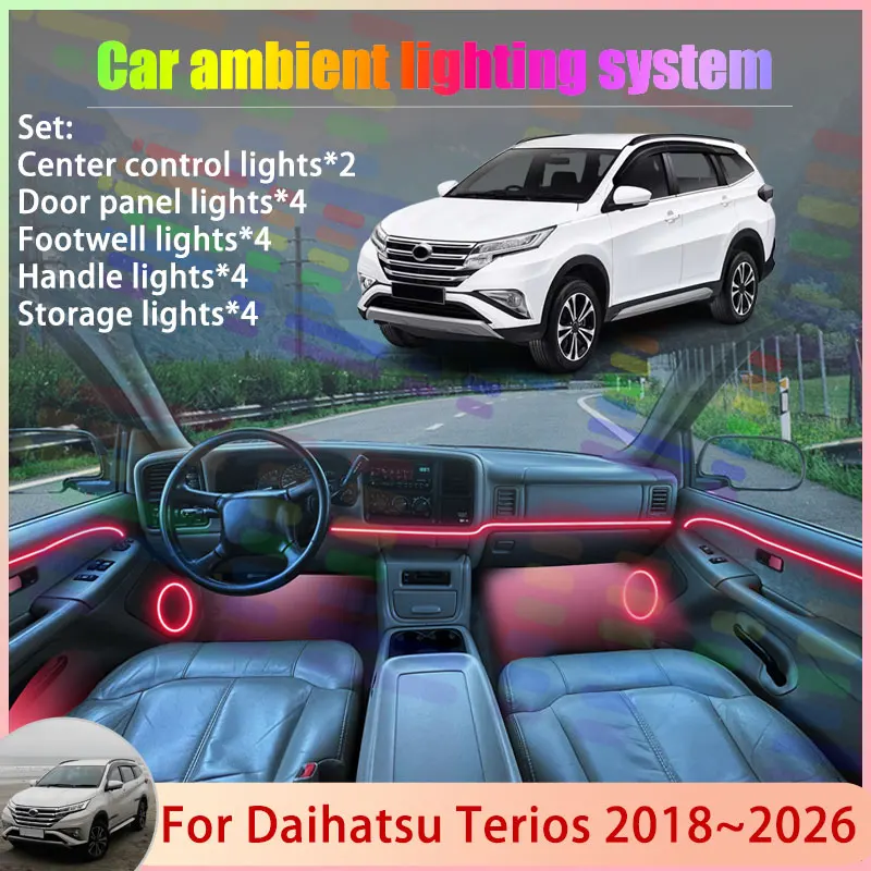 

Для Daihatsu Terios F800 F850 MK3 2018 ~ 2026 2019 2/18 в 1 автомобильный атмосферный светильник RGB абажур ансамбль стример атмосферный набор