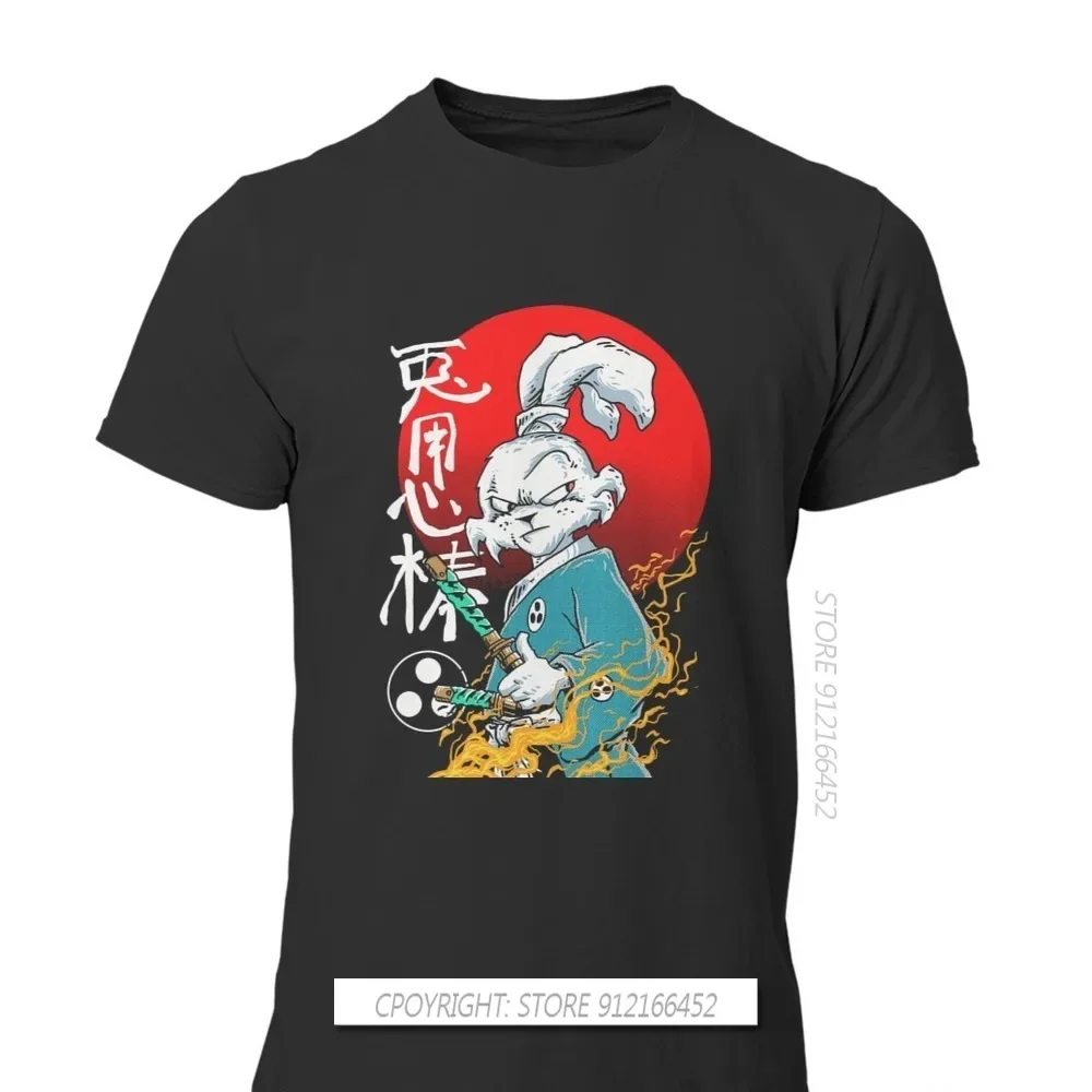 Usagi Yojimbo Rabbit Hip Hop Streetwear Japan Samurai Akechi Mitsuhide Bushi Homme T-Shirts Pure Cotton Ofertas Short Sleeve