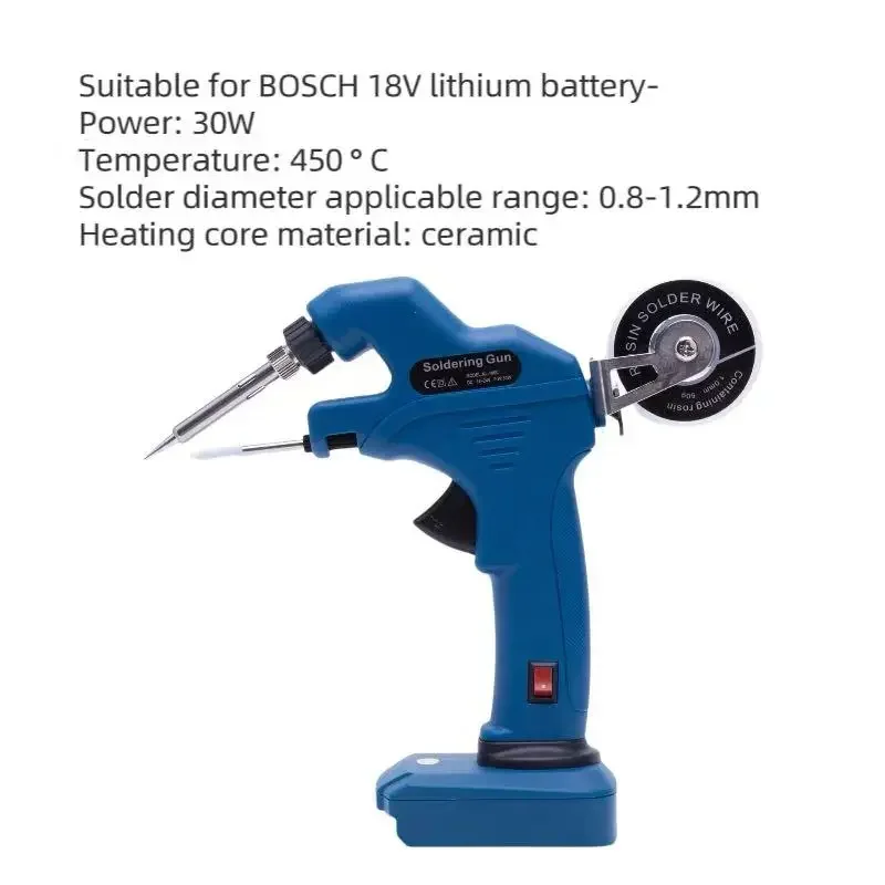 Kit de soldador inalámbrico con batería de 30W para soplete de soldadura de litio BOSCH de 18V 30W con soldadura de calentador de cerámica (sin batería)