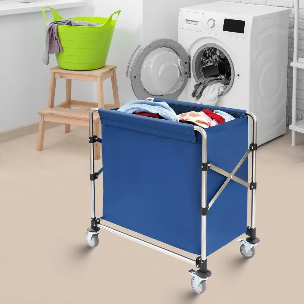 عربة غسيل بعجلات، عربة سلة غسيل قابلة للطي، سلة دوارة شديدة التحمل بسعة كبيرة، عربة فارز لـ #6