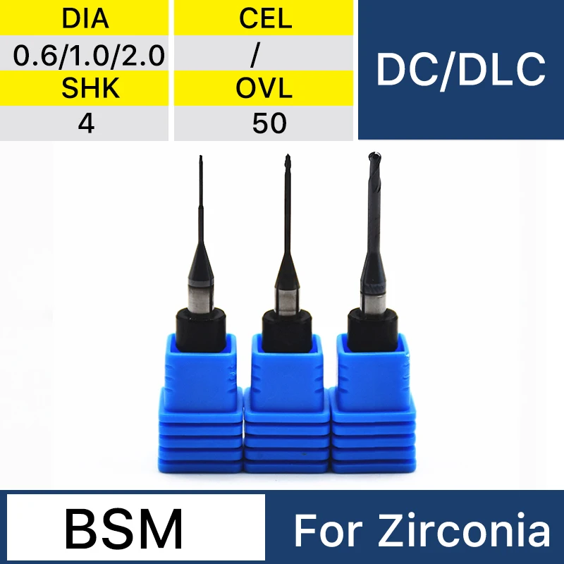 XANGTECH BSM تيار مستمر/DLC طحن الأزيز أدوات طب الأسنان 0.6/1.0/2.0 مللي متر لكتلة زركونيا