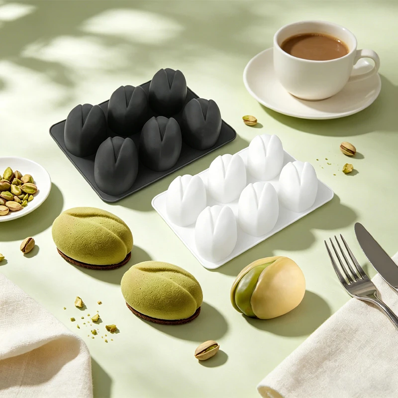 Realistic Pistachio With Shell Design Mold 6 Grid Silicone Mousse Cake Chocolate Mould Kitchen Food Grade Bakeware Tools