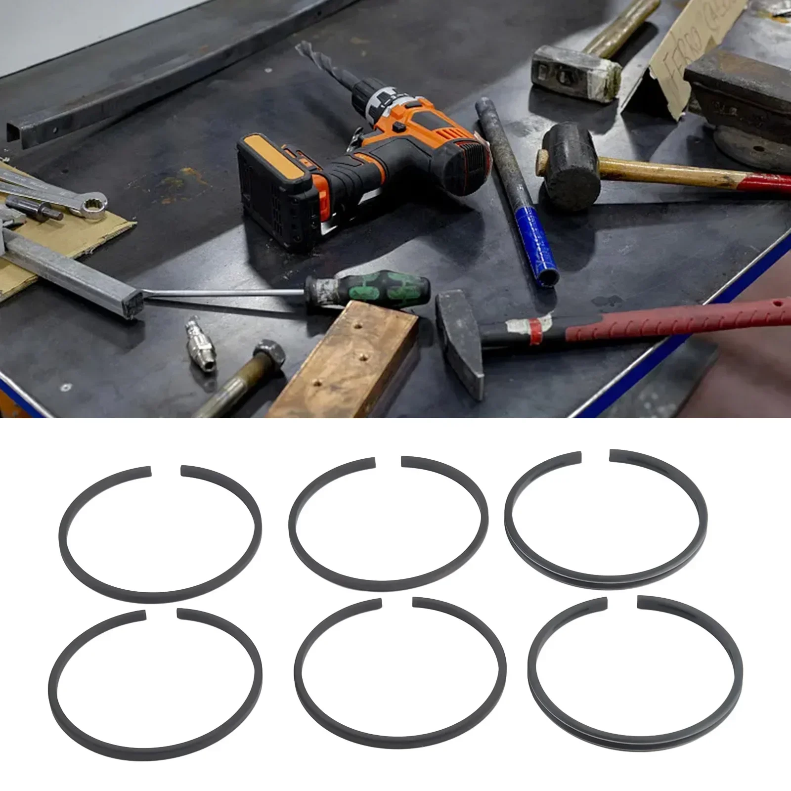 6Pcs Air Compressor Piston Ring Kit Oil Ring Air Pump Accessories Metal Pneumatic Parts Piston Ring 48mm 50mm 51mm 55mm