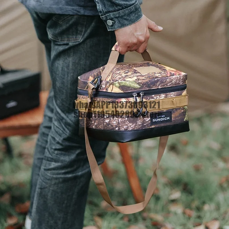 1 Black/Brown/Army Green/Camo Optional Camping Insulated Outdoor Camping Bowl Cup Storage Bag