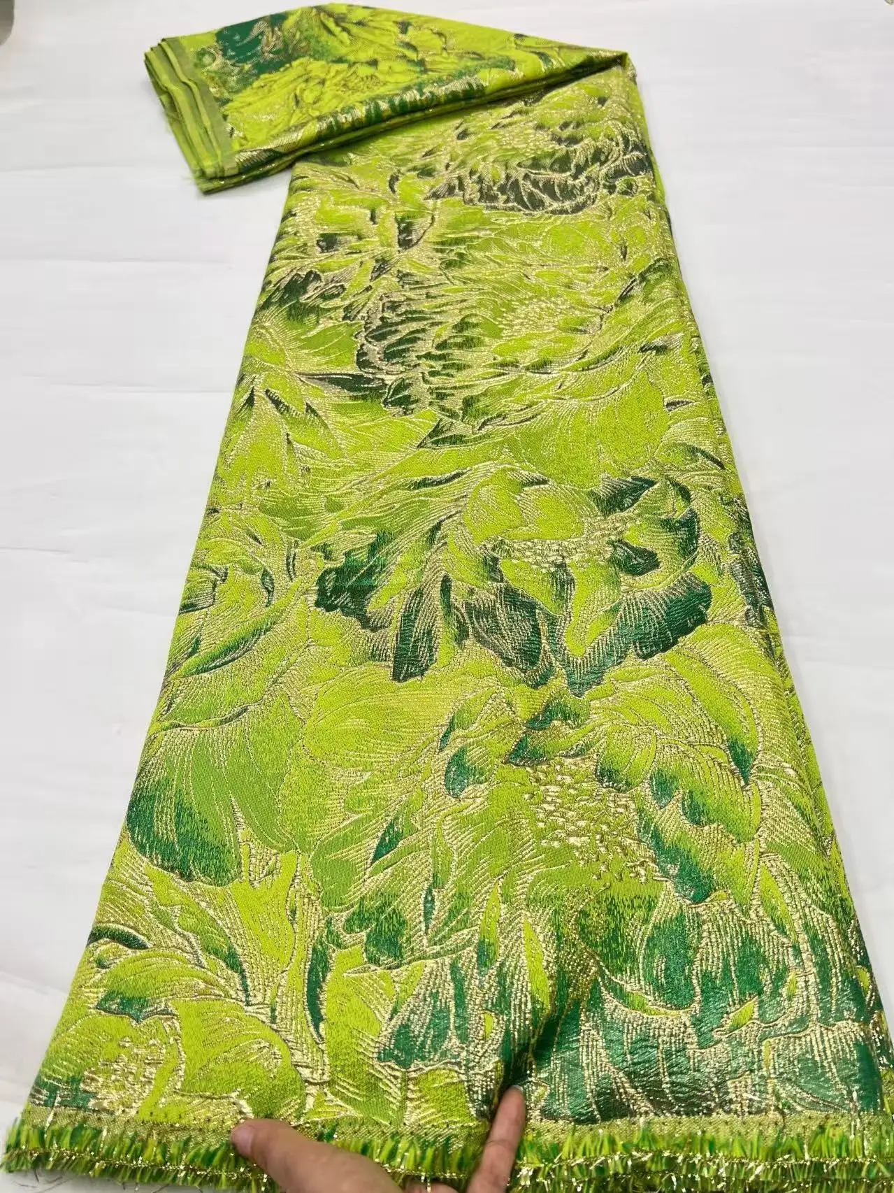 African Lace Fabrics Organza Nigerian Gilding Jacquard Brocade Lace 2026 High Quality Lace For Wedding Party Gowns Sewin 5 Yards