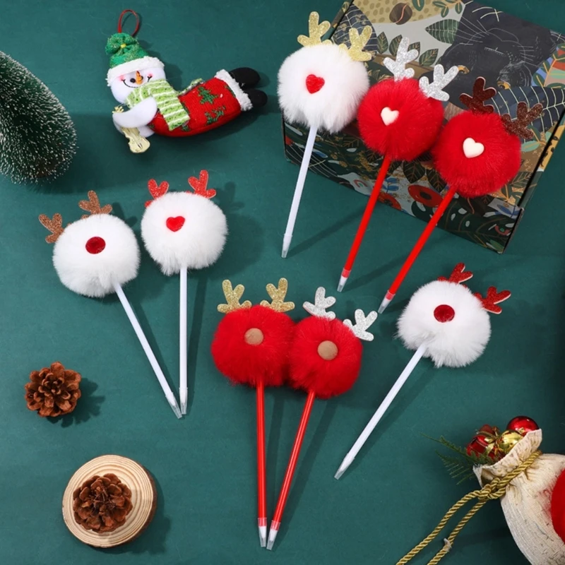 2025 جديد 6 قطعة قلم حبر جاف لعيد الميلاد للأطفال الأولاد والبنات مكافأة الطالب ، تخزين الحشو