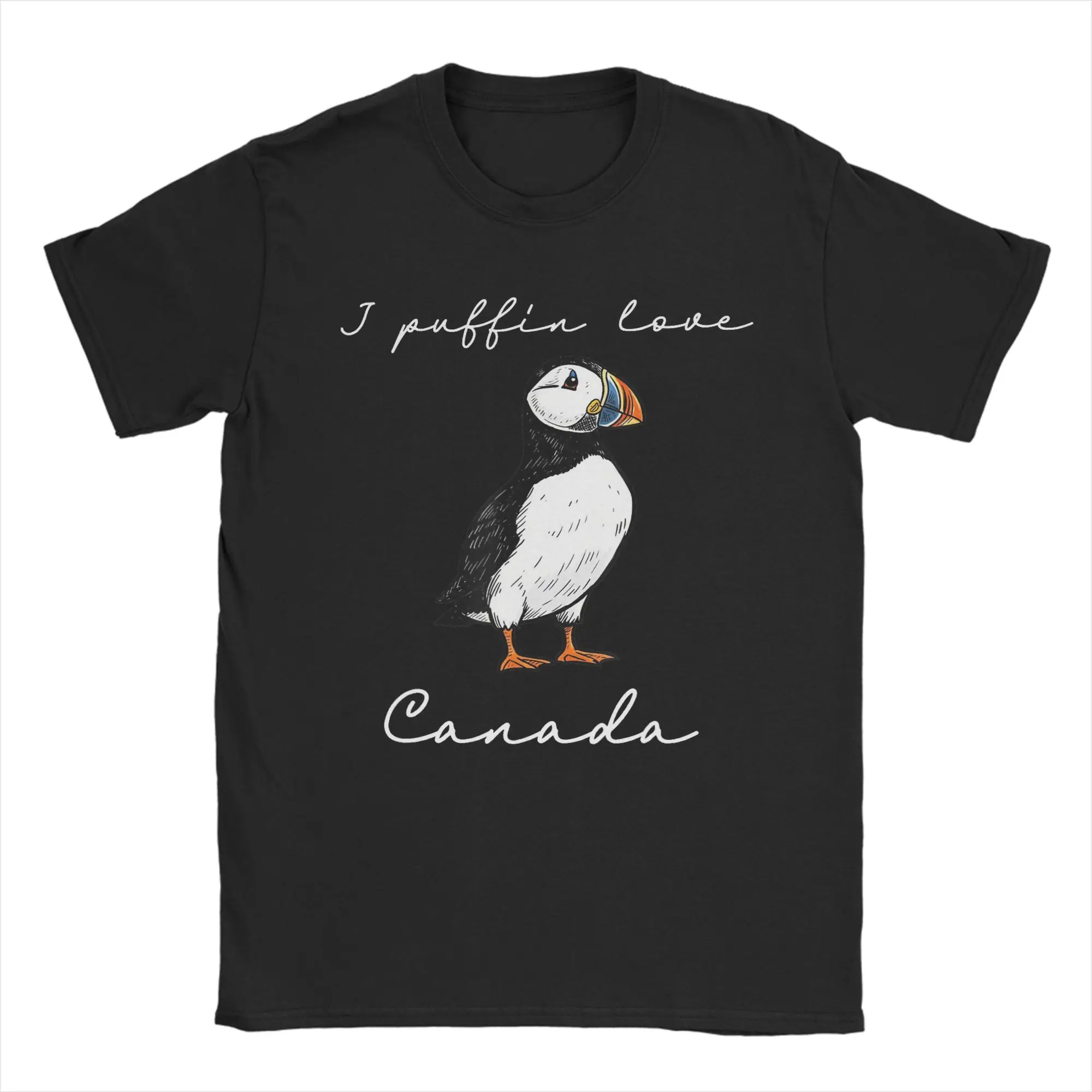I Puffin Love Canada Funny Shorebird Art Bird Souvenir T Shirt  Harajuku T Shirts Short-Sleeved Round Neck Plus Size Clothing